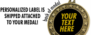 Personalized Label is shipped attached to your medal